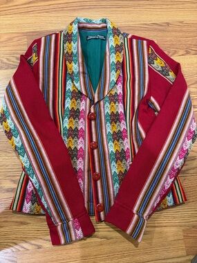 Vintage Peruvian Style Woven Jacket – Colorful Statement Piece